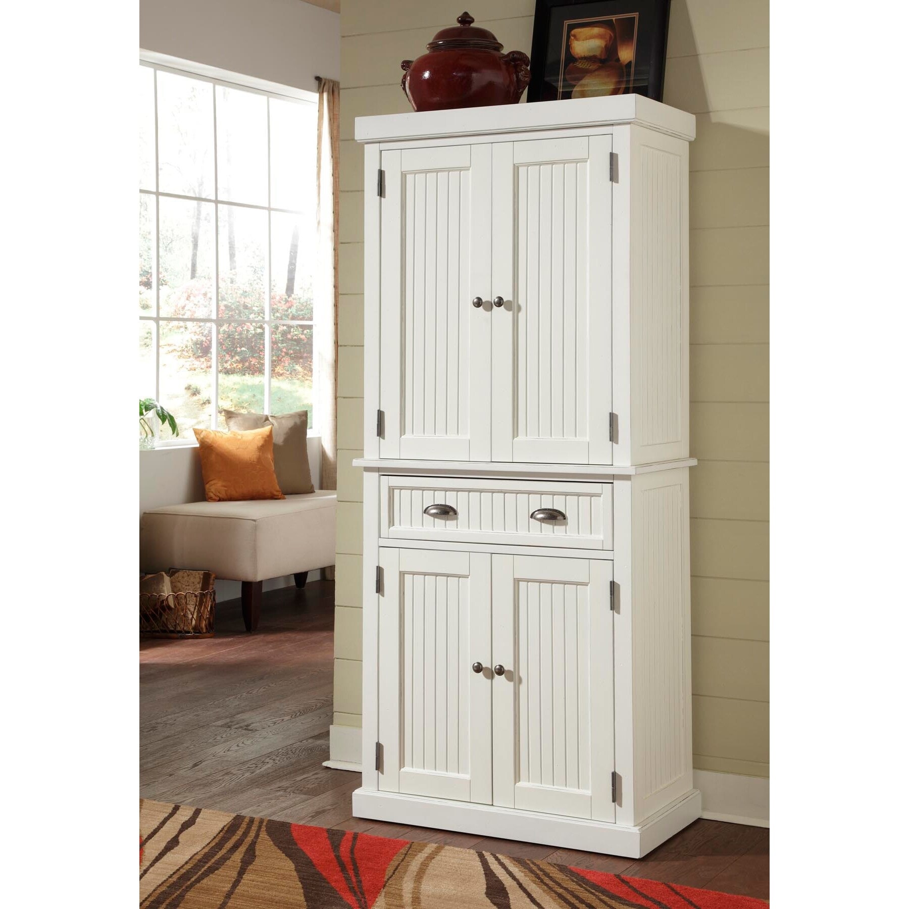 Homestyles Nantucket Sanded Off-White Pantry with Four Doors