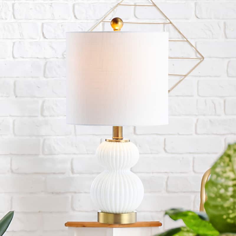 Lorena 20" Ribbed Metal/Glass LED Table Lamp, by JONATHAN Y