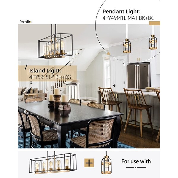 Mini cage pendant light fixture black 