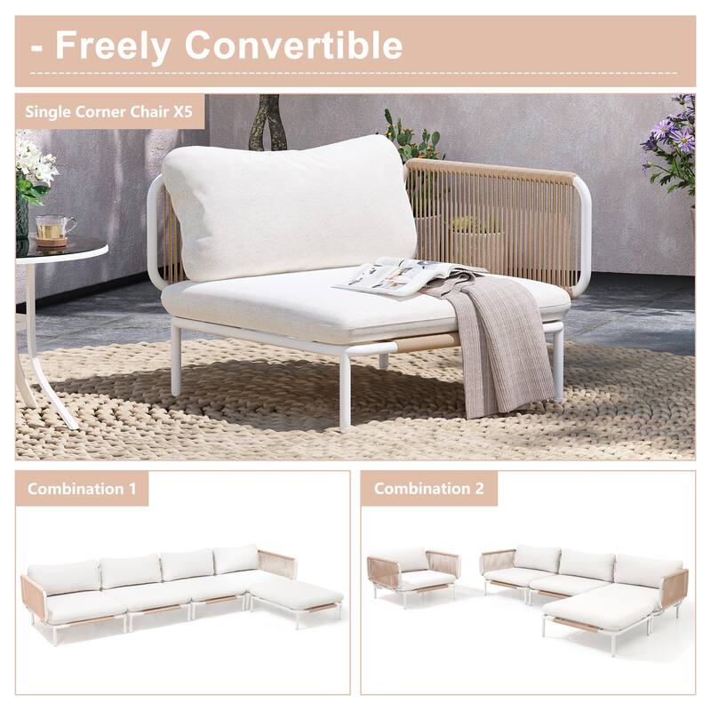 Outdoor Loveseat Composed of Two Chairs, Customizable Set by Combining Multiple Chairs - Combined by 2 corner chairs