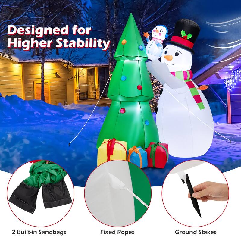 Costway 6 FT Tall Inflatable Snowman and Tree Set Christmas Decoration - See Details
