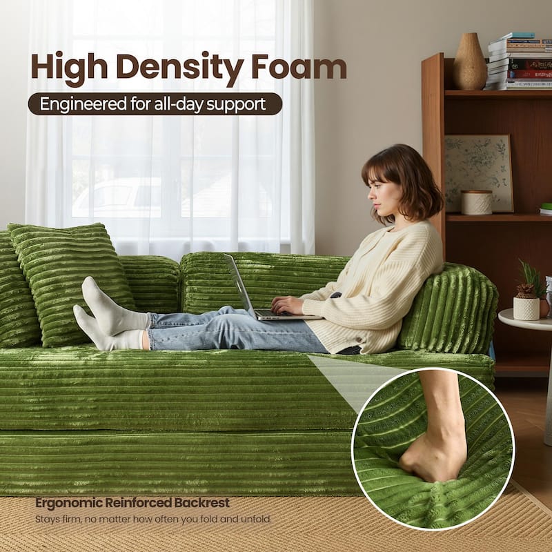 OVIOS Supreme Soft Fluffy Loveseat Sleeper Sofa