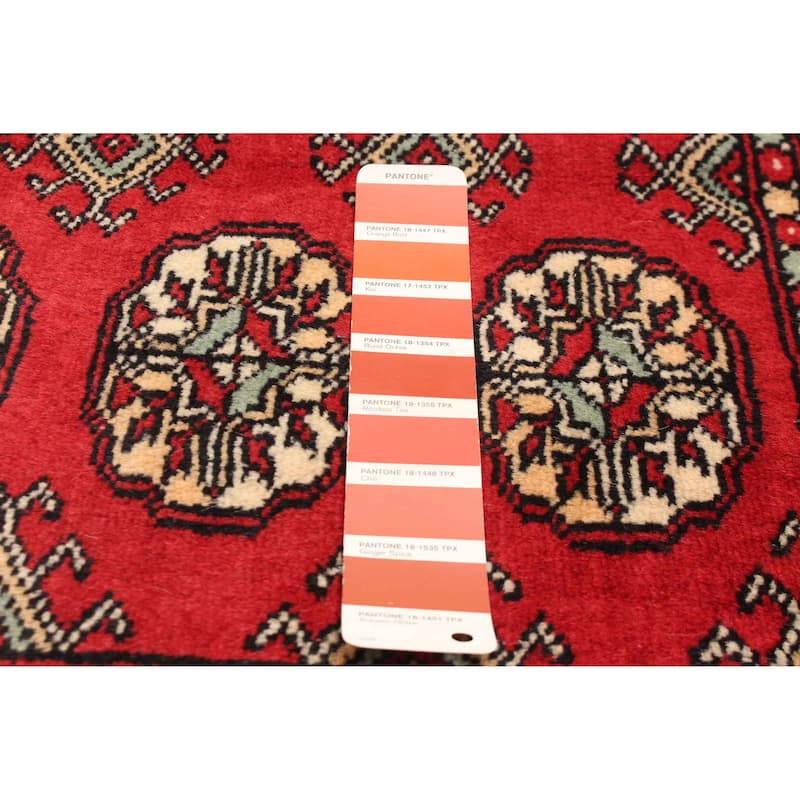 ECARPETGALLERY Hand-knotted Finest Peshawar Bokhara Red Wool Rug - 4'1 x 6'1