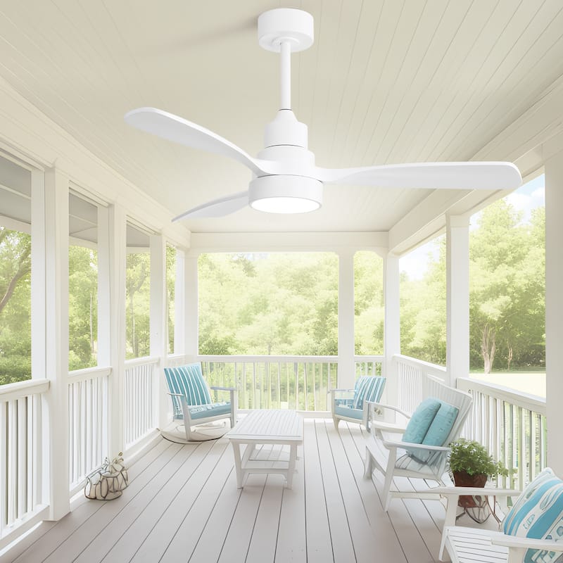 42“/52"/60"/48" Noiseless Walnut Wood Ceiling Fan with Remote Control, Integrated Light Optional