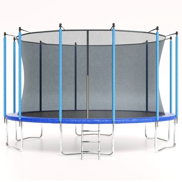 slide 2 of 16, 16FT Trampoline, Recreational Trampolines with Enclosure Net and Ladder Blue