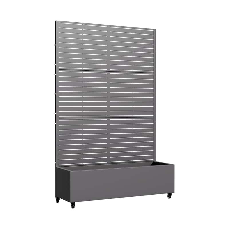 Metal Movable Planter Box with Trellis Privacy Screen Planter Box with Lockable Wheels - 72"x47"