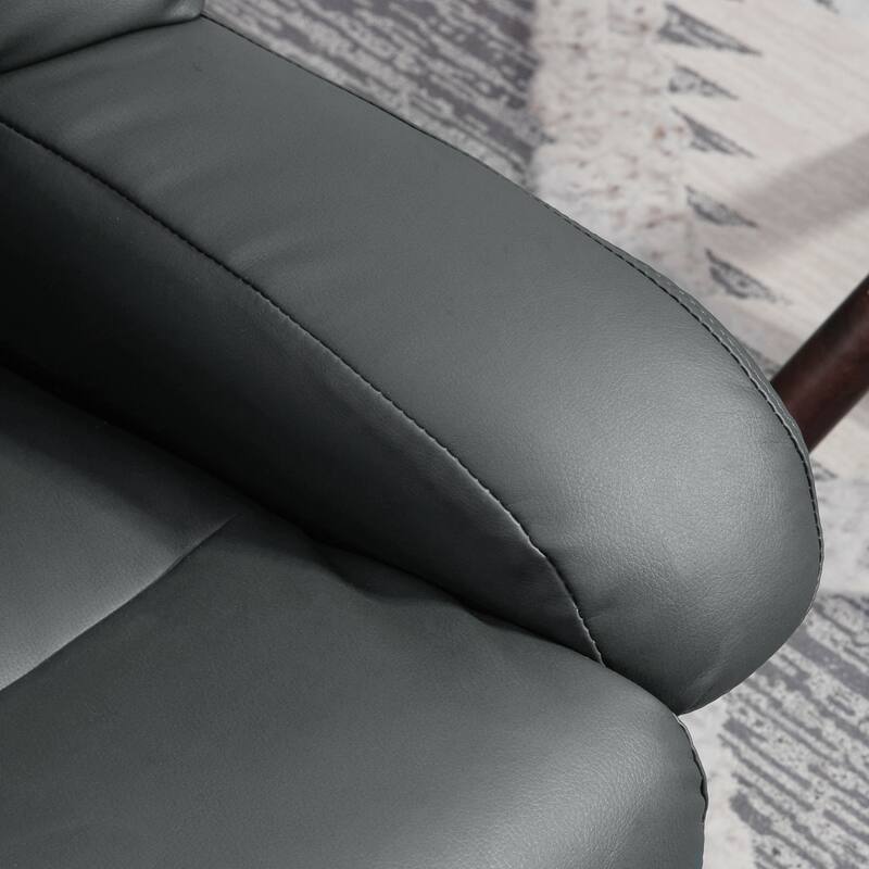 360 Swivel PU Leather Manual Massage Recliner Chair with Footrest, Adjustable Backrest and 10 Point Vibration