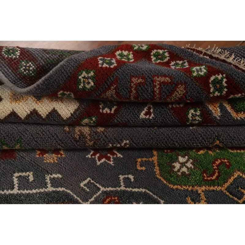 Traditional Kazak Area Rug Hand-Knotted Oriental Wool Carpet - 8'0" x 9'11"