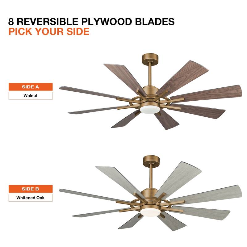 60" Antique Brass Farmhouse Windmill Ceiling Fan with Light and Remote