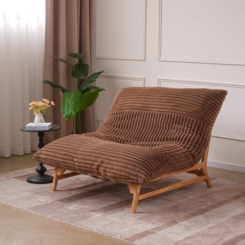 Mid Century Modern Accent Chair with Wood Frame, Reading Accent Chair, Boucle Armchair For Living Room, Bedroom and Salon - Brown