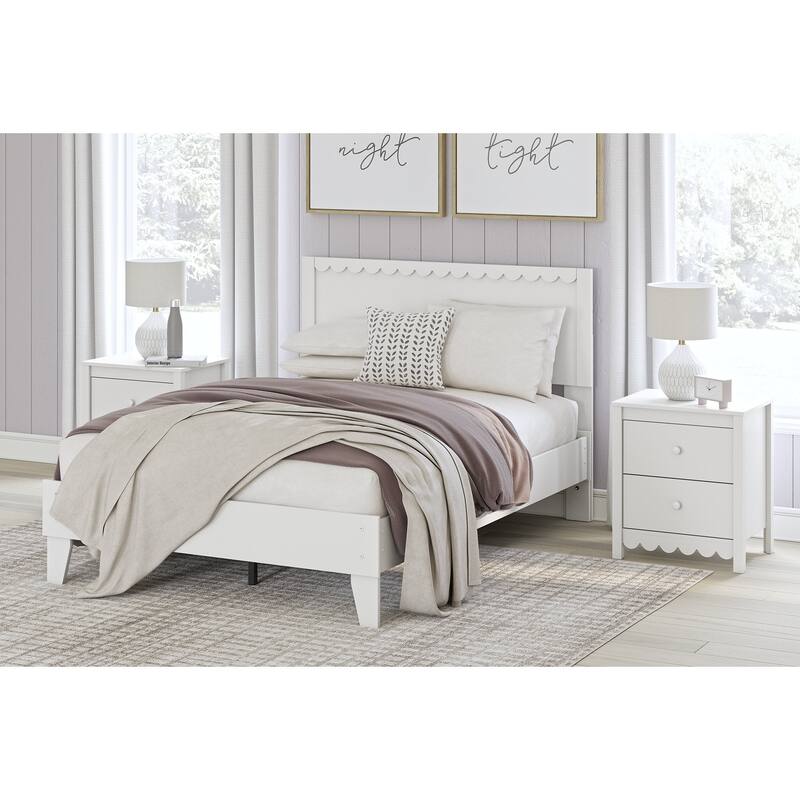 Signature Design by Ashley Hallityn White Panel Headboard with 2 Nightstands
