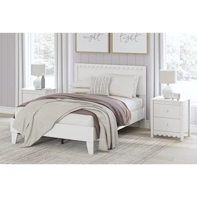 Signature Design by Ashley Hallityn White Panel Headboard with 2 Nightstands