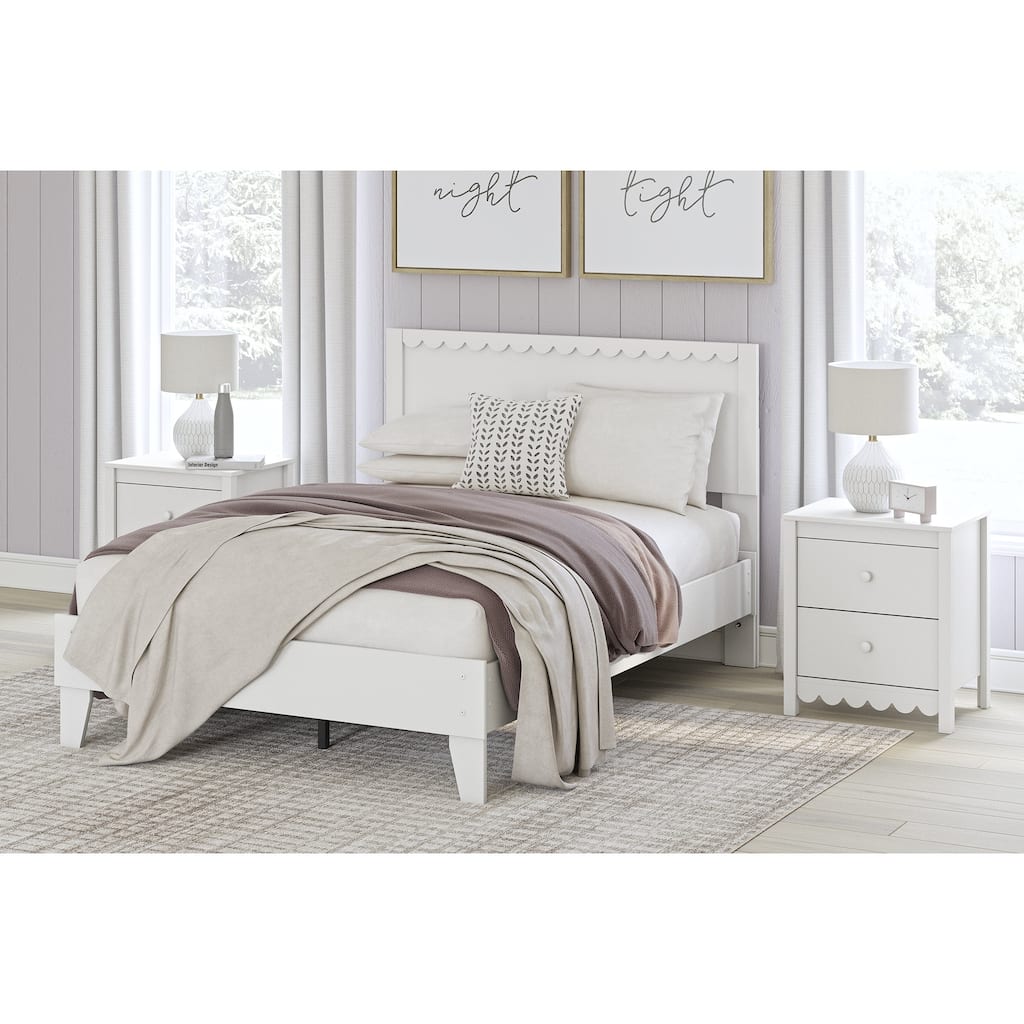 Signature Design by Ashley Hallityn White Panel Headboard with 2 Nightstands