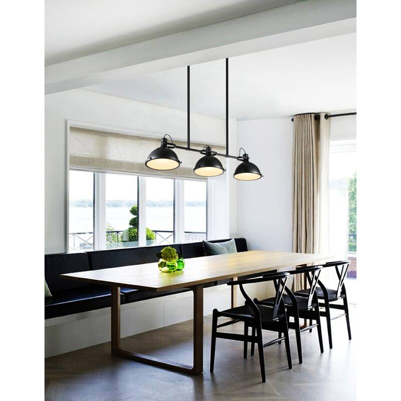 Strum 3 Light 50in Black Island Chandelier