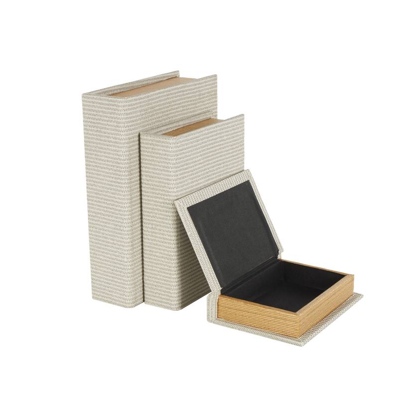 Faux Leather Book Shaped Decorative Box - Set of 3 Brown, Cream, Black, Copper - Roche River Decor