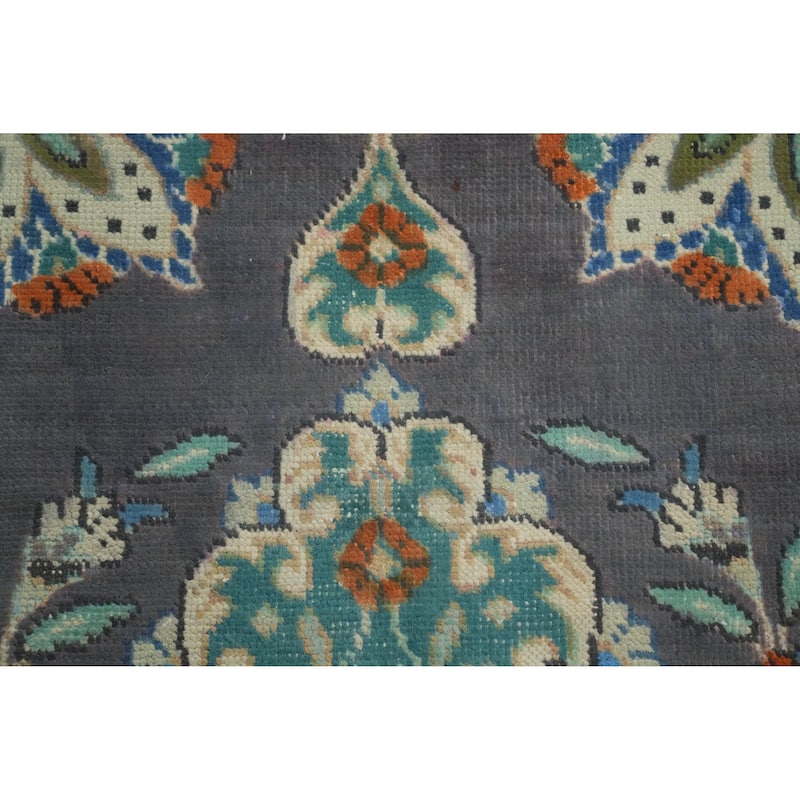 Hand Knotted Oriental 100% Wool Carpet Traditional Floral Purples Tabriz Area Rug - 4' 6'' X 2' 8''