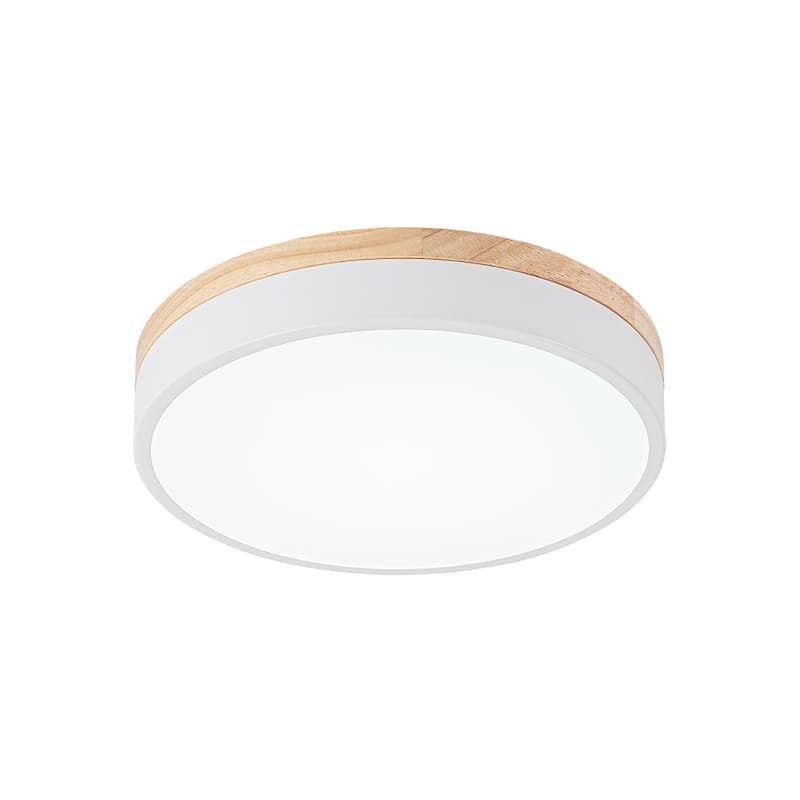 Scandinavian Wooden Accent Round Dimmable LED Flush Mount Light