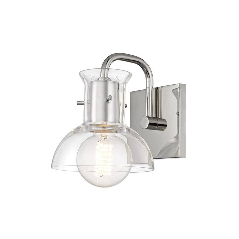 Mitzi by Hudson Valley Riley 1-light Polished Nickel Bath Light, Clear Glass