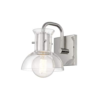 Mitzi by Hudson Valley Riley 1-light Polished Nickel Bath Light, Clear Glass