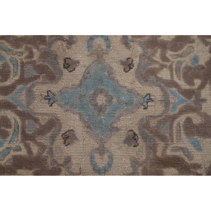 Hand Knotted Oriental 100% Wool Carpet Traditional Floral Greys & Charcoal Tabriz Area Rug - 13' 3'' X 9' 4''