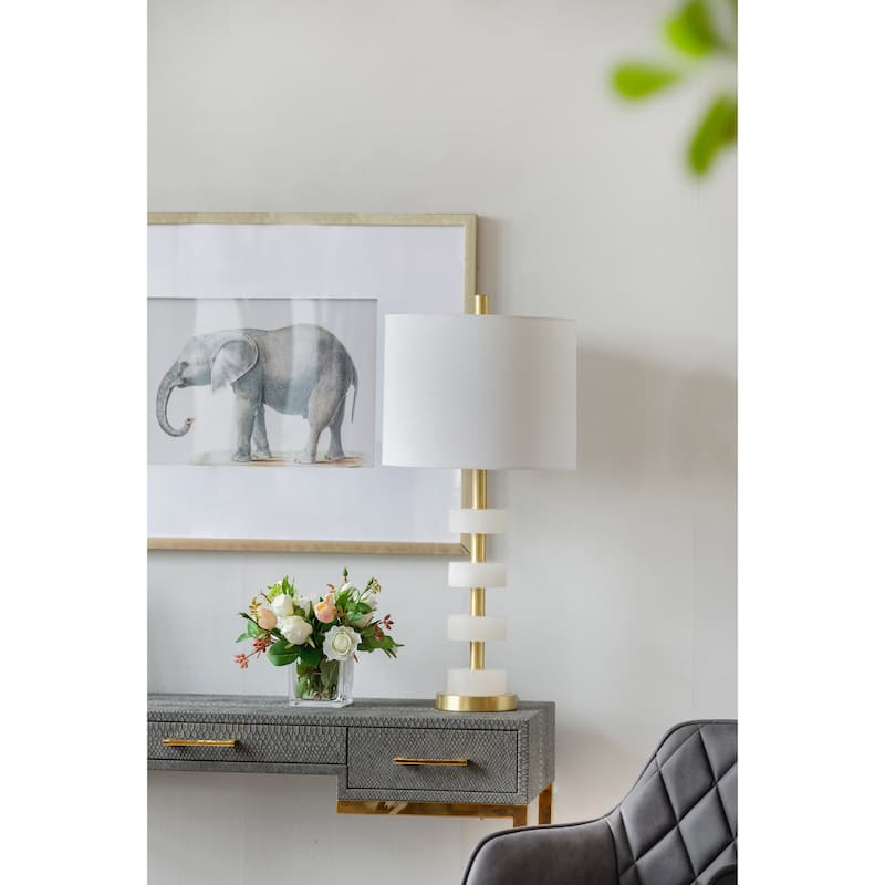 13x13x26" Marble Table Lamp