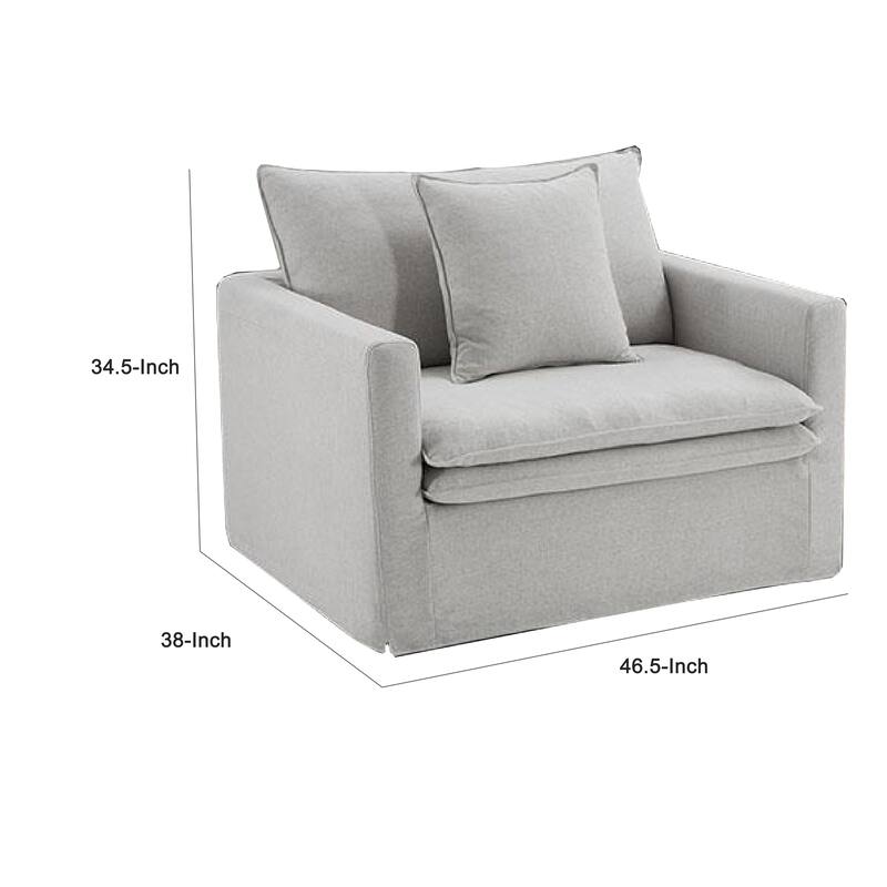Rutu Accent Oversize Armchair, 1 Pillow, Light Gray Padded Linen