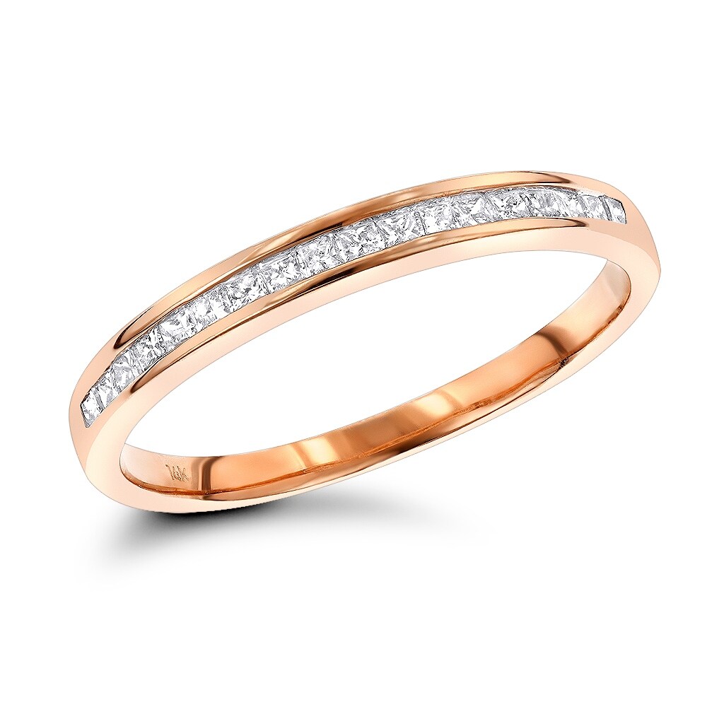 Unisex Ultra Thin Slim Wedding Band Princess Cut Diamond Ring For Men Or Women 0 33ctw In 14k Gold By Luxurman Overstock 31488593
