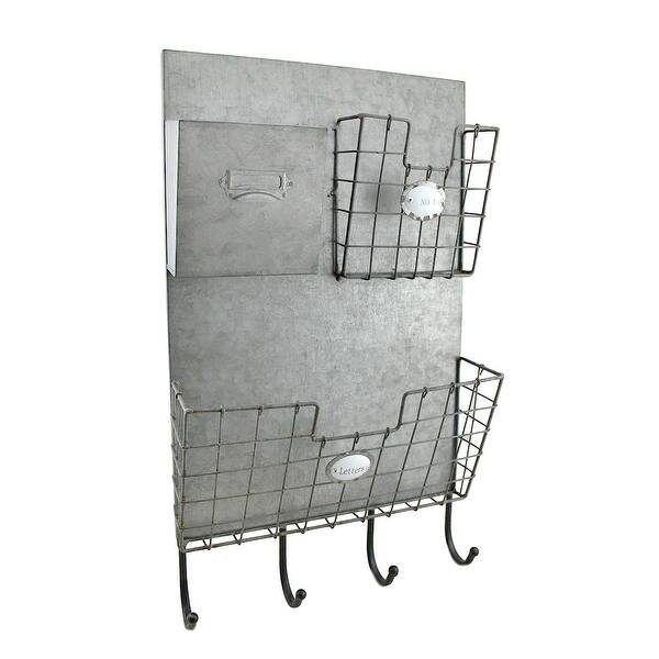 Shop Rustic Metal 3 Compartment Mail Center Wall Organizer With