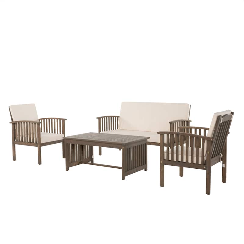 Christopher Knight Home Carolina 4-Piece Outdoor Acacia Sofa Set - Stylish & Cozy Patio Seating