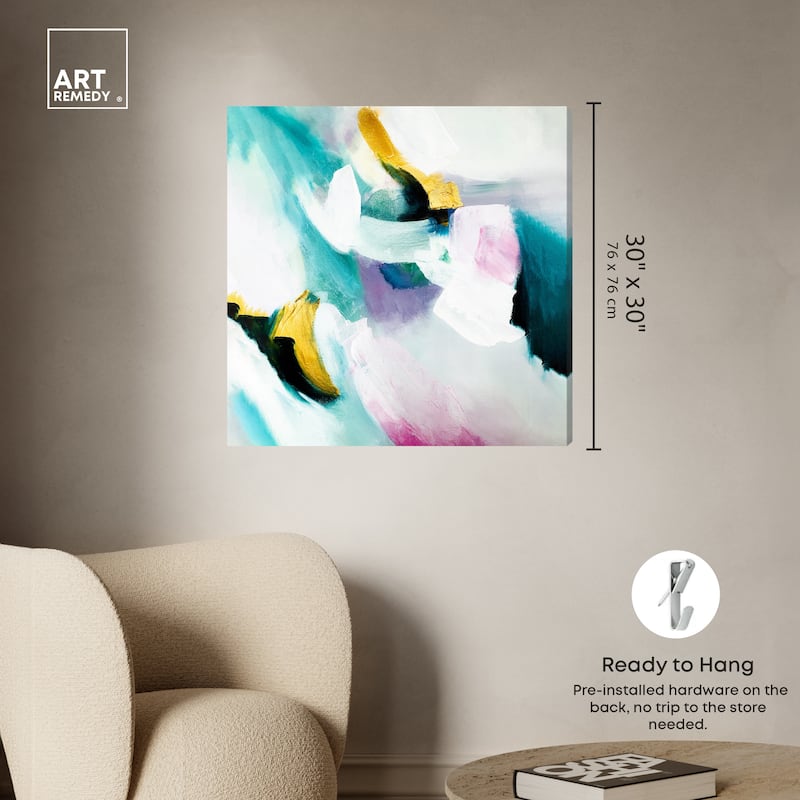 Art Remedy Still Violas Gallery Wrapped Blue Abstract 1 Piece Canvas Wall Art