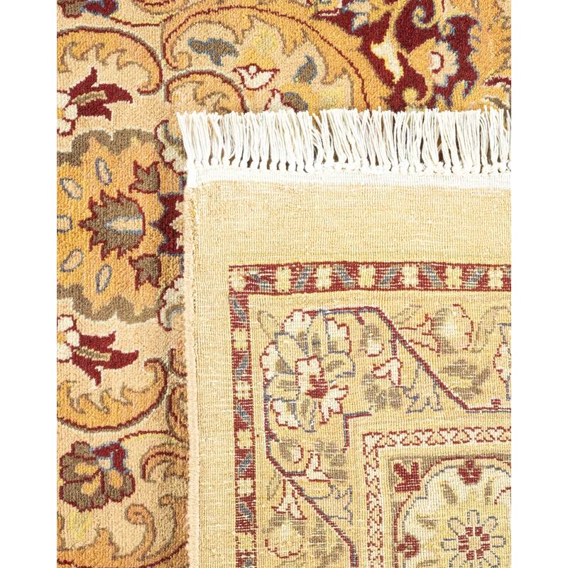 Overton Handknotted Wool Traditional Oriental Yellow Area Rug - 9' x 12'