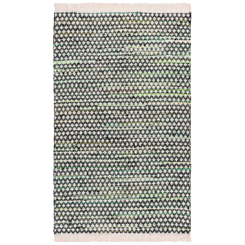 SAFAVIEH Handmade Montauk Eutimia Cotton Rug - 6' x 9' - Green/Ivory