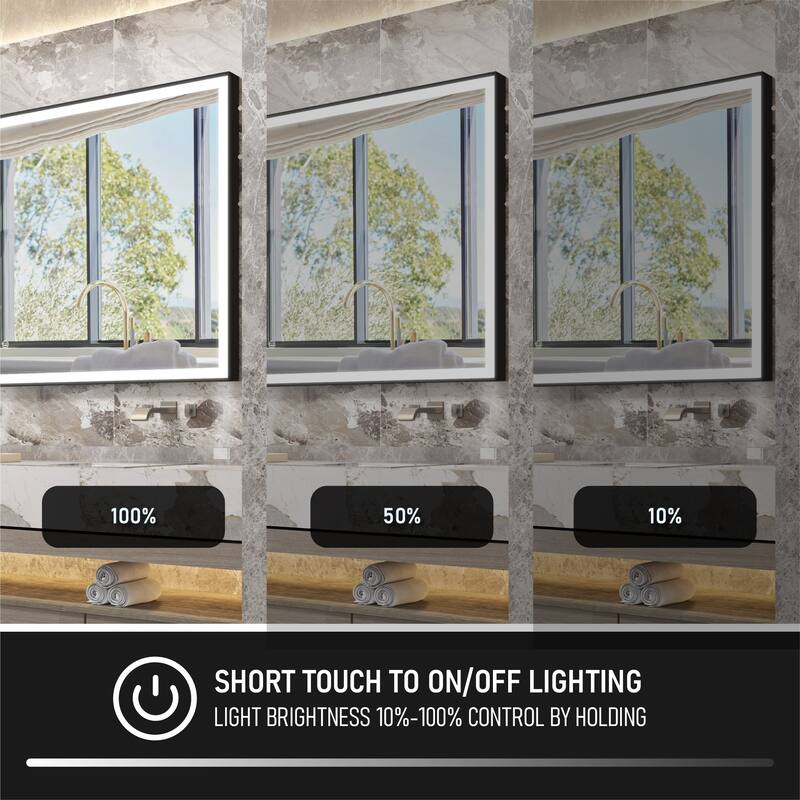 Wall Mounted Bathroom Heavy Duty Framed LED Mirror With bright light And And Memory Function