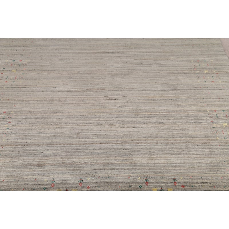 Striped Gabbeh Indian Square Area Rug Handmade Wool Carpet - 7'9"x 7'11"