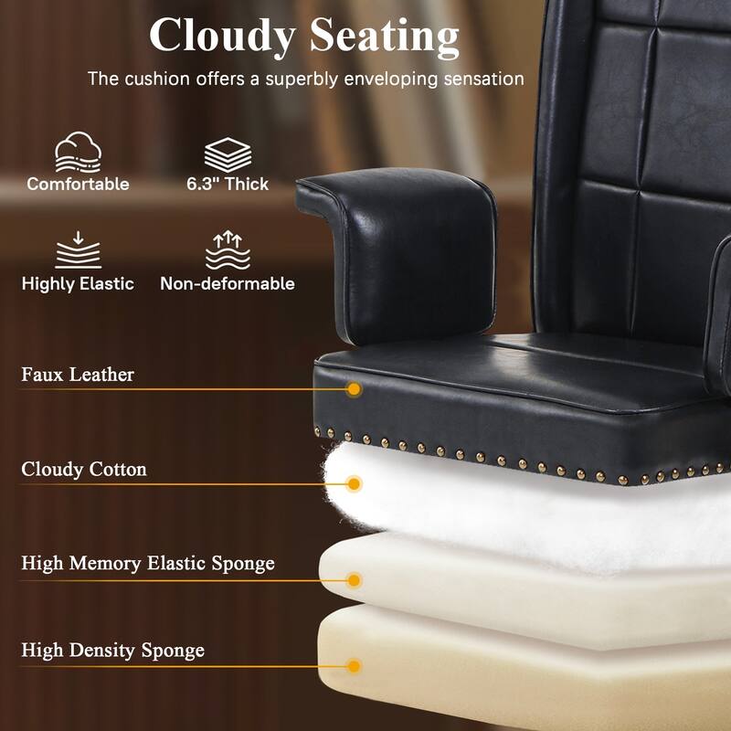 Pu Leather Home Office Desk Chair Adjustable Desk Chair Office Chair Computer Chair Ergonomic Mid Back with 360°Swivel
