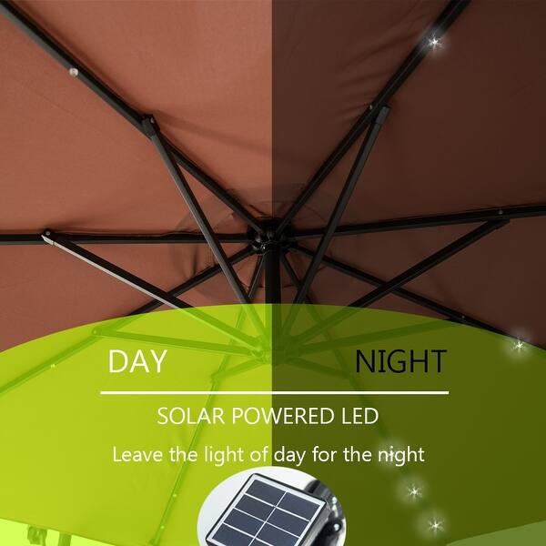 Shop Black Friday Deals On Ainfox 11ft 2 Tier Offset Hanging Patio Solar Powered Umbrella Base Not Included Overstock 31705137