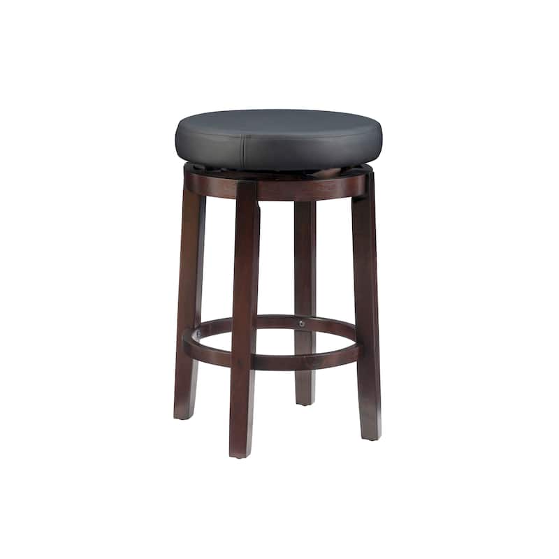 Dorothy Black Wood 25-Inch Backless Faux Leather Swivel Counter Stool