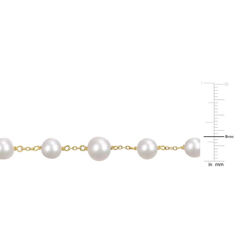 Miadora 6.5-8.5mm Cultured Freshwater Pearl Tin Cup Necklace Silver