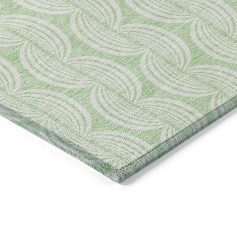 Machine Washable Indoor/ Outdoor Wavy Modern Chantille Rug