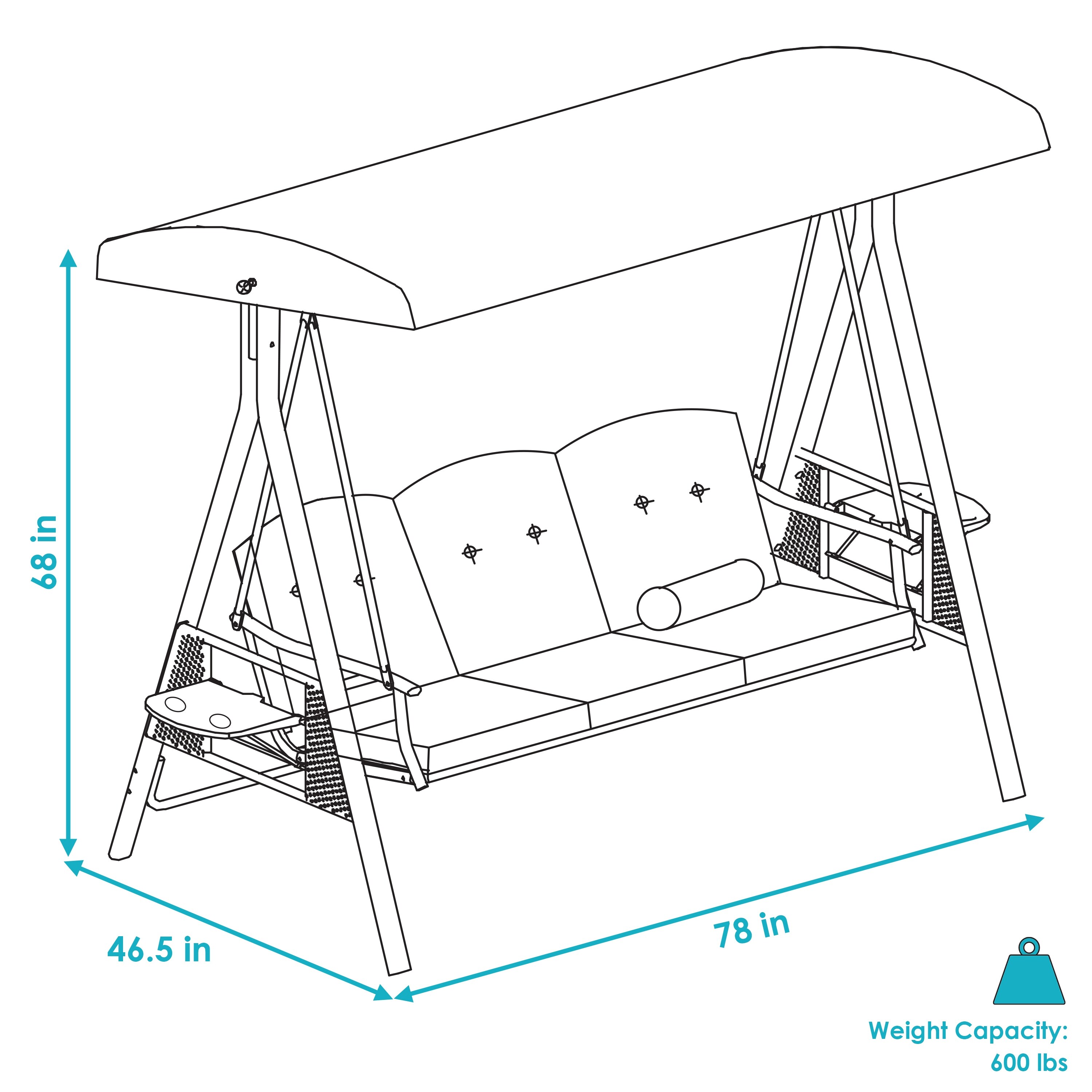 Patio swing with attached side tables deals