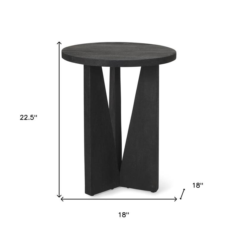 HomeRoots 18" Black Solid Wood and Wood Tray Table - 18.00 in. x 22.50 in. x 18.00 in.