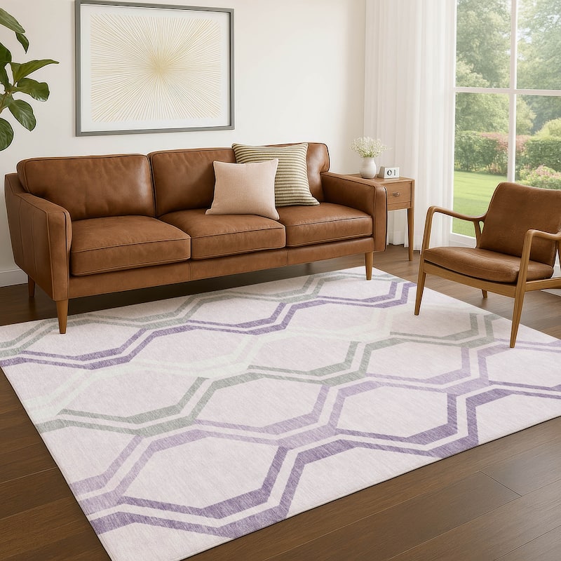 Machine Washable Indoor/ Outdoor Contemporary Dimensions Chantille Rug