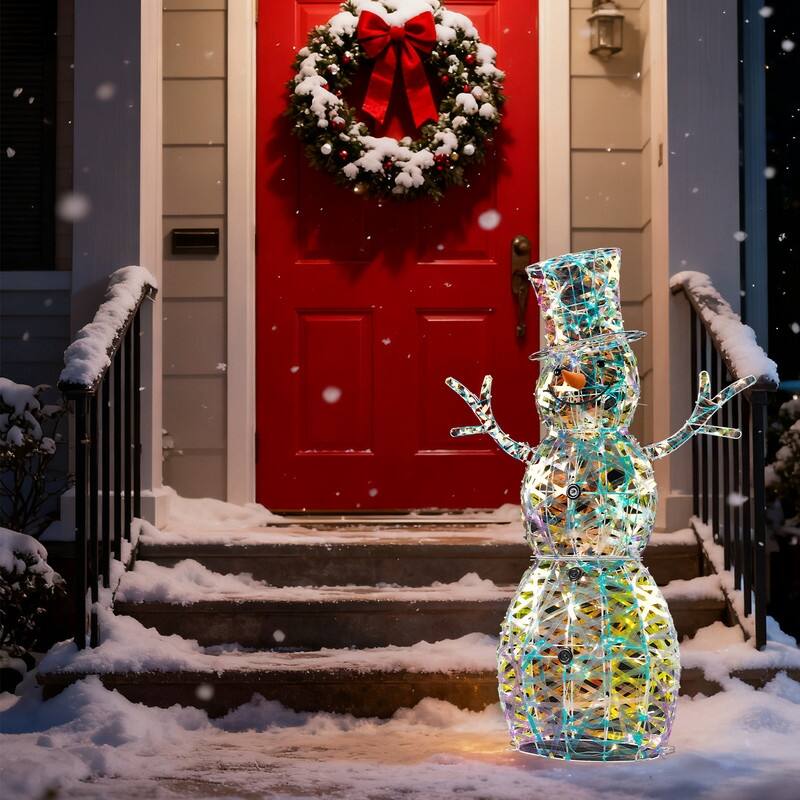 4FT Lighted Iridescent Snowman Christmas Decorations