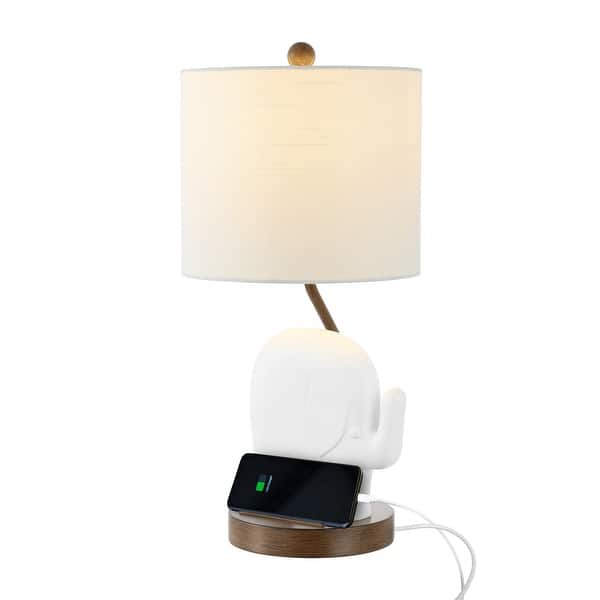 slide 2 of 8, Campana 20.25" Bohemian Designer Iron/Resin Elephant LED Kids Table Lamp with Phone Stand and USB Charging Port, by JONATHAN Y White