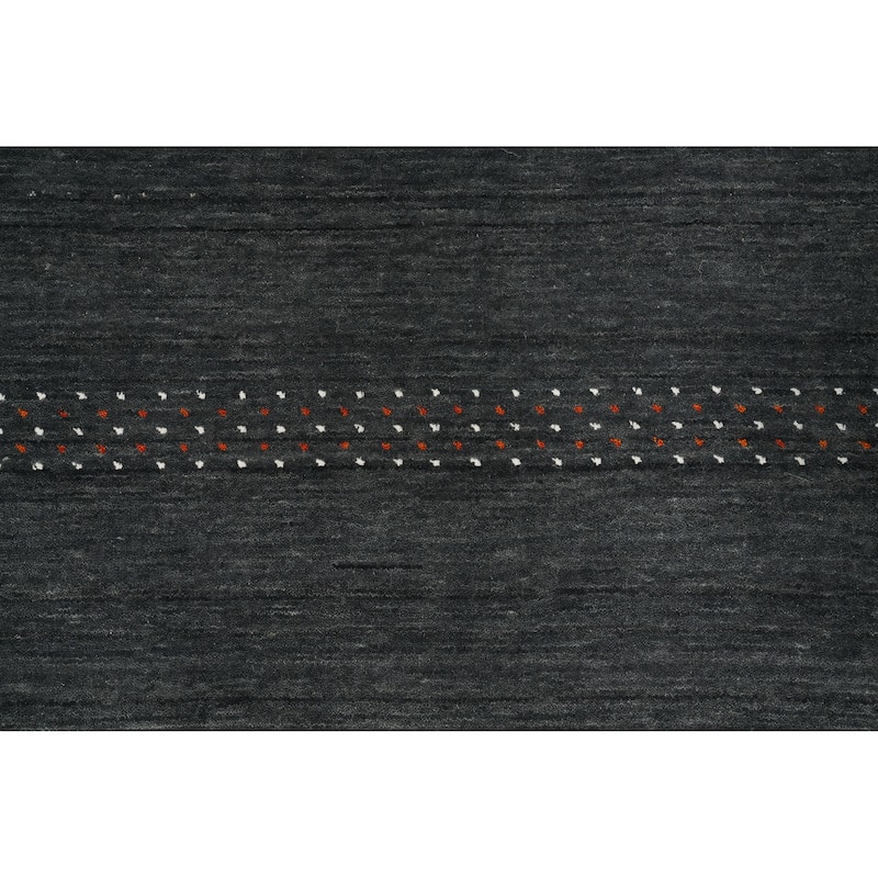 Hand Knotted Oriental 100% Wool Carpet Tribal Animal Pictorial Greys & Charcoal Gabbeh Area Rug - 7' 8'' X 5' 0''