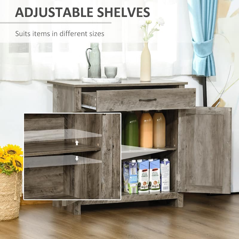 HOMCOM 32" Farmhouse Barn Door Style Sideboard Cabinet,Buffet Storage Cabinet Coffee Bar for Living Room or Entryway