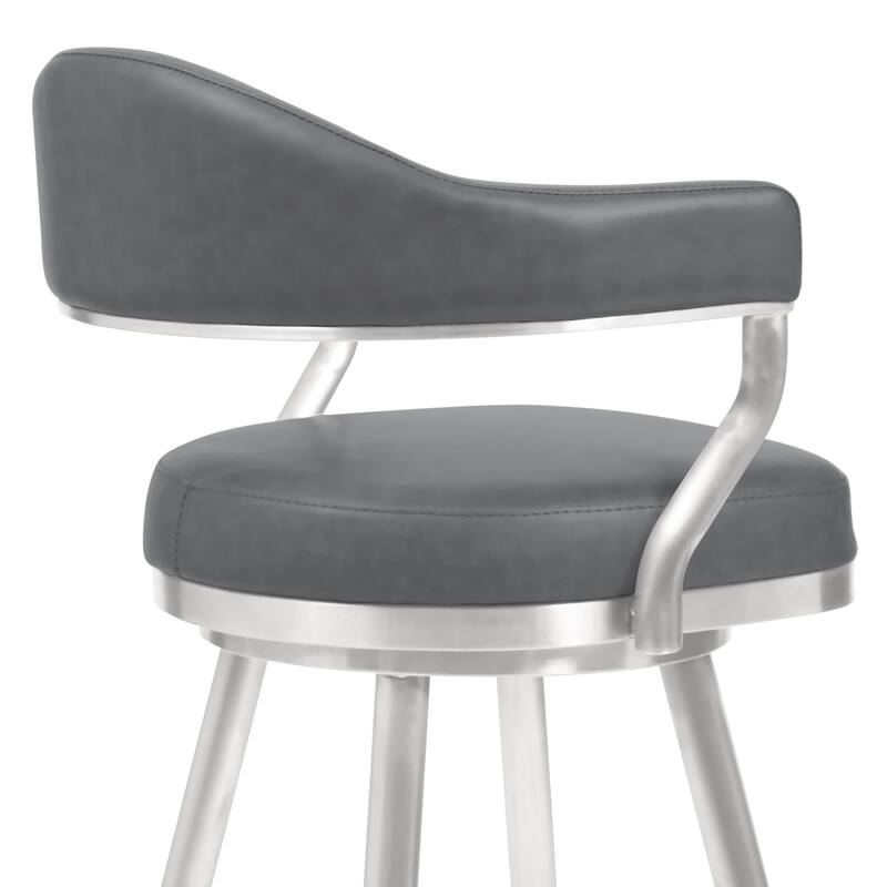 Justin Upholstered Bar or Counter Height Chair Swivel Barstool with Arms