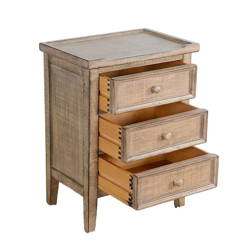 13 in. Distressed Brown Rectangle Wood End Table with Storage Drawer for Convenience