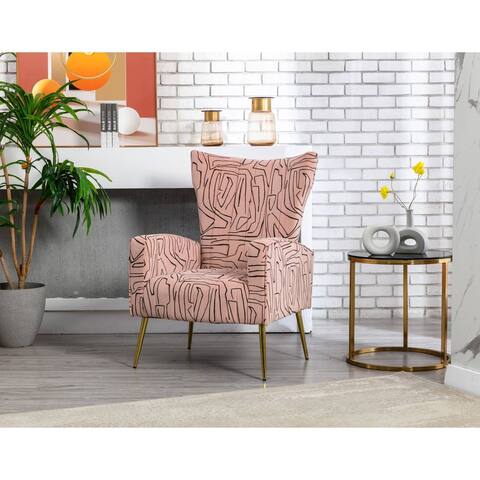 Accent Single Chair with Rose Golden Feet for Living Room Bedroom