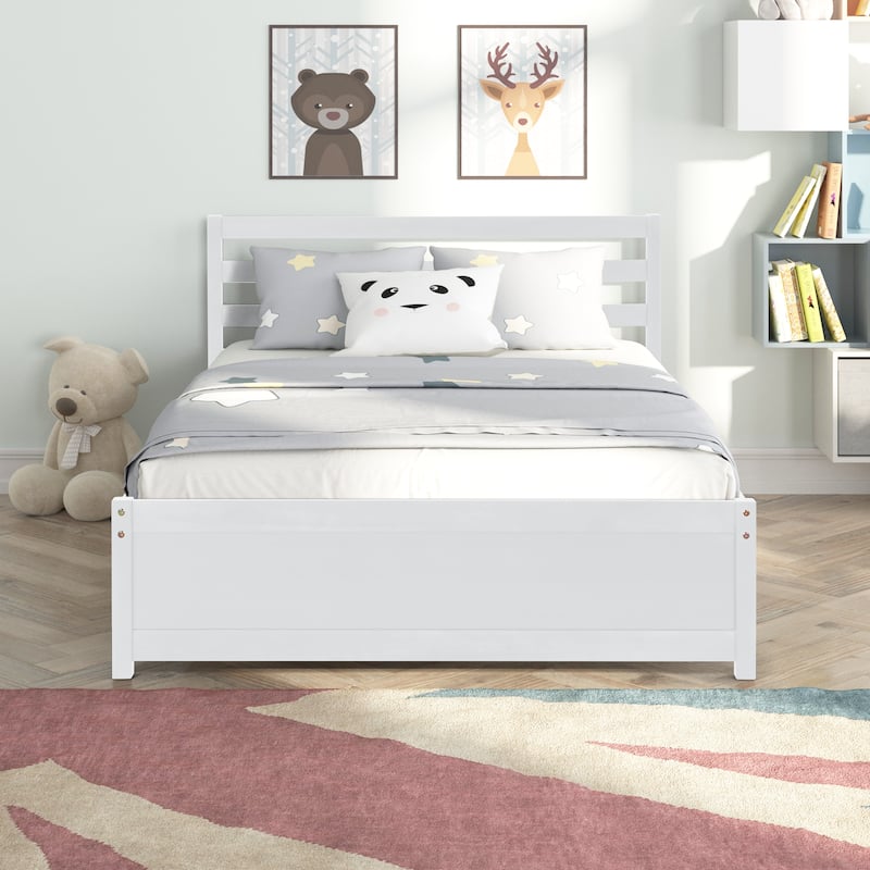 Full Size Wood Platform Bed Frame with Headboard